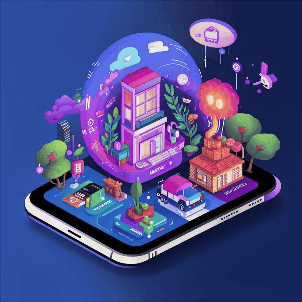 Экран смартфона и город, который из него вырастает.