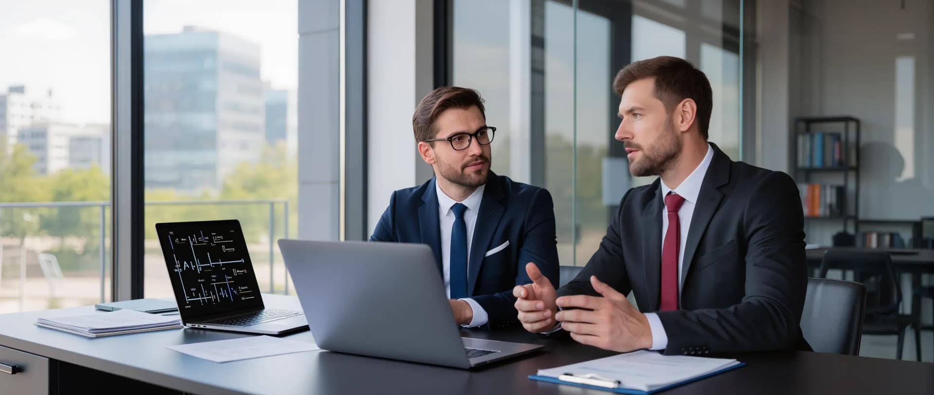 Businessmen discuss AI